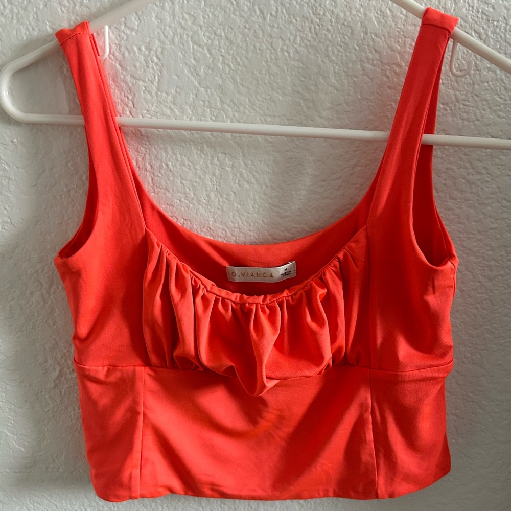 Neon orange cropped tank